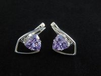 Оригинальные серебряные серьги с фианитом - 7