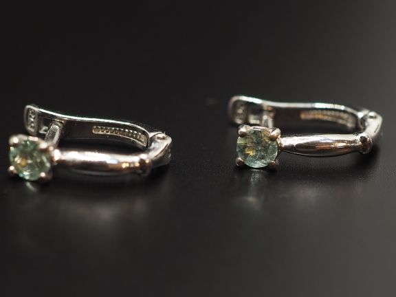Серьги из серебра с натуральными бериллами - 56