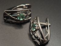 Серьги из серебра с натуральными бериллами - 58