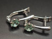 Серьги из серебра с натуральными бериллами - 60