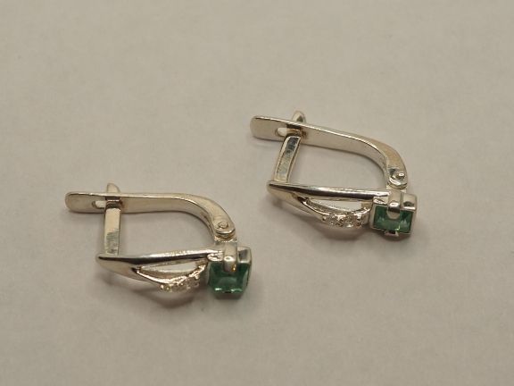 Серьги из серебра с натуральными изумрудами - 85